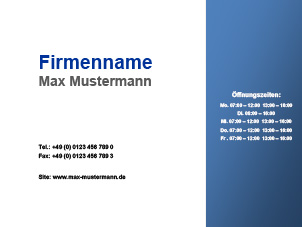 Firmenschild Vorlage 15 mit Öffnungszeiten