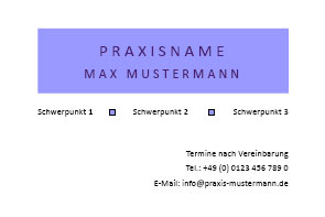 Praxisschild Vorlage 15 mit Öffnungszeiten