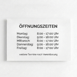 Öffnungszeiten Schild