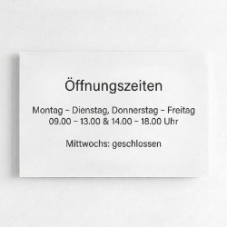 Öffnungszeiten Schild