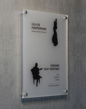 Firmenschild satiniert für Flamenco-Studio