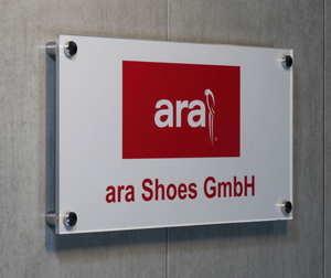 Firmenschild für Hersteller ara Shoes Gmbh
