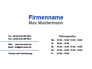 Firmenschild Vorlage 20 ffnungszeiten